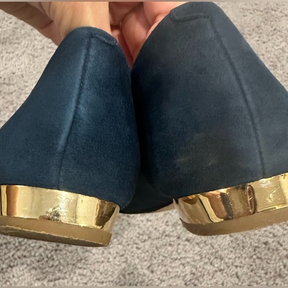 Louise et Cie Blue Suede Flats with Decorative Ornament - Picture 4 of 7